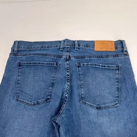 Mott & Bow Jean Men 36 Slim Zip Up Mid Rise 34x31 Denim Casual Work Party Core